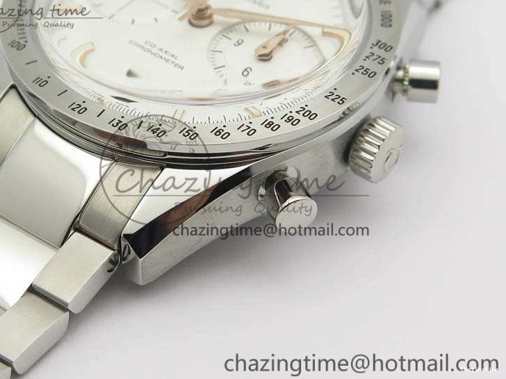 0718 Speedmaster ’57 Co-Axial OMF 1:1 Best Edition White Dial RG Markers On SS Bracelet A Elegant 8144